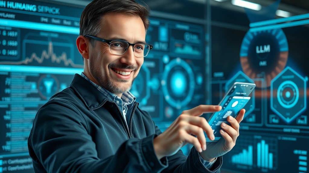 context engineering professional engineer integrating tools within LLM app interface, holographic displays, contextual memory modules in sci-fi office