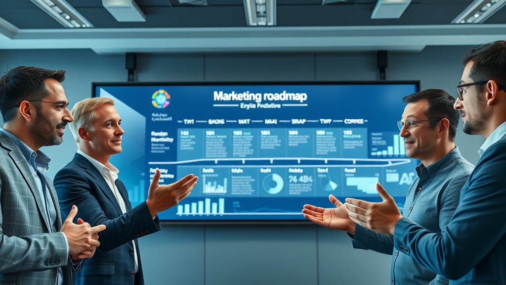executive technology leadership team analyzing a marketing roadmap - campaign structures for tech companies