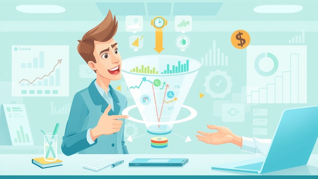 digital sales funnel infographic showing transformation through sales performance metrics visualization