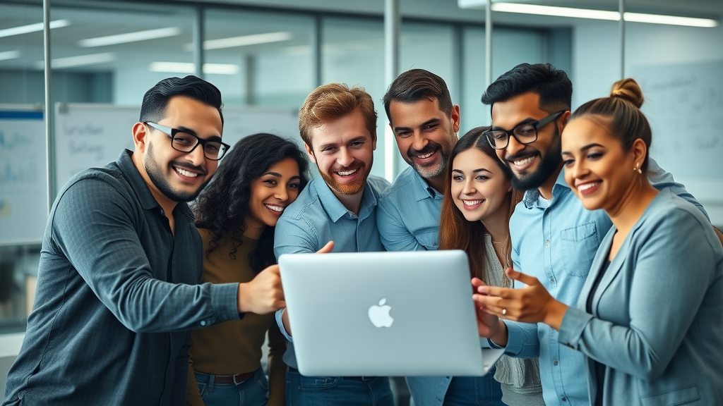 dynamic group of diverse tech startup founders brainstorming content marketing strategies in a modern office with digital whiteboards - content marketing for technology startups