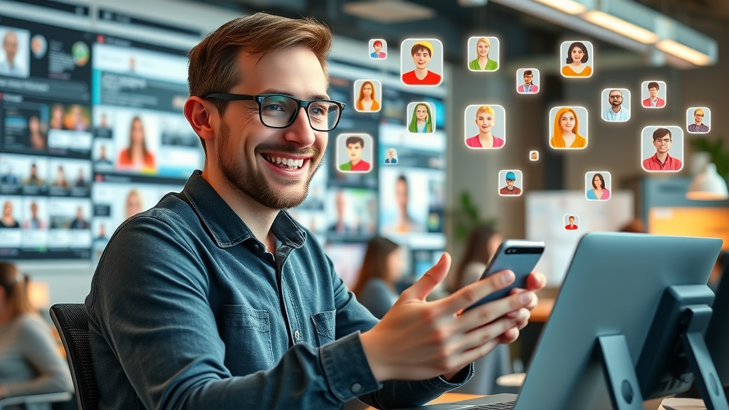Social media manager planning digital marketing strategies for tech companies