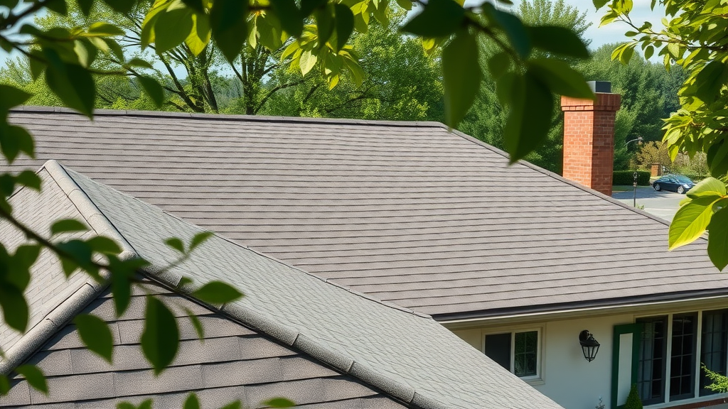 impressive residential roof, clean and well-maintained, modern roof cleaning methods in action, lush suburban background