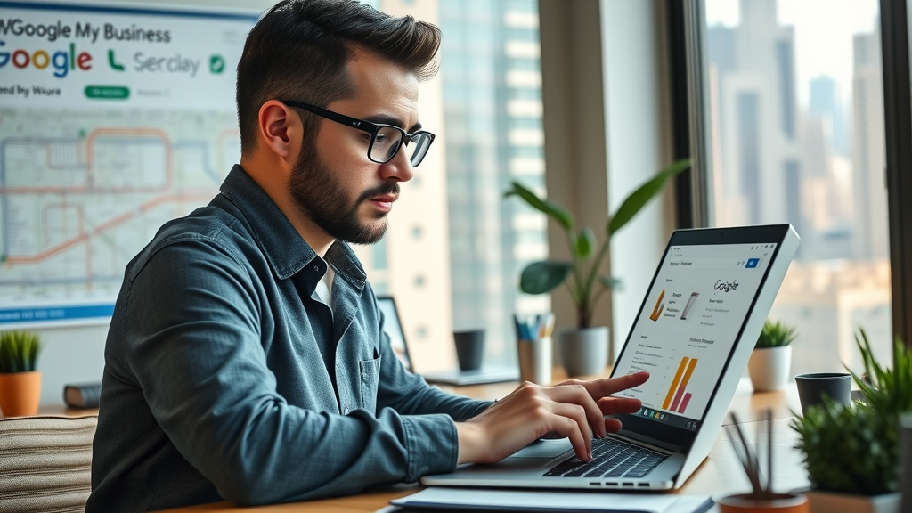 NYC business owner optimizing Google My Business - local SEO for New York tech businesses