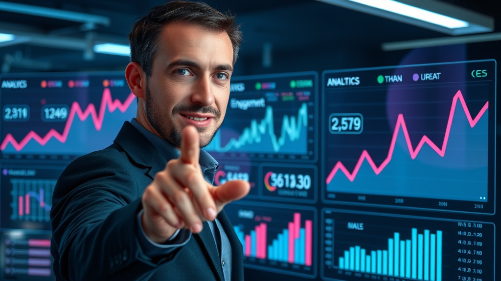 analytics dashboard with engagement and click-through statistics for social media marketing for small tech firms