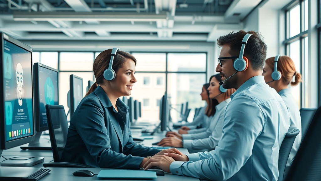 Modern customer support center using AI chatbots to deliver 24/7 efficient digital marketing support