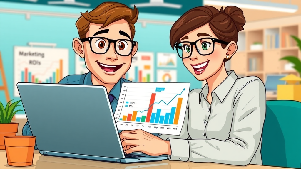digital marketing agency analysts reviewing campaign ROI statistics for tech businesses