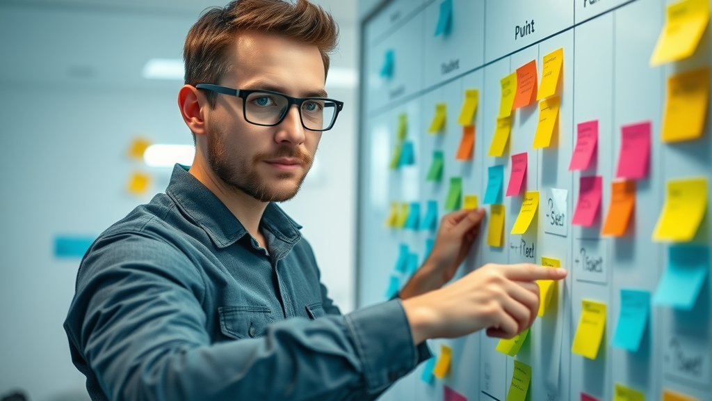 tech marketer arranging digital content calendar for social media marketing for small tech firms