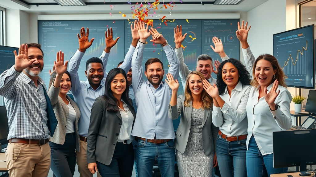 ai coach platform diverse professionals collaborating digital success office