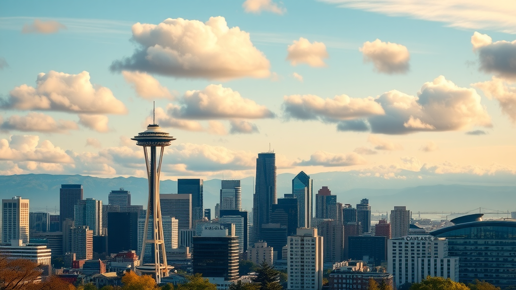 vibrant Seattle skyline highlighting content marketing Seattle for diverse businesses