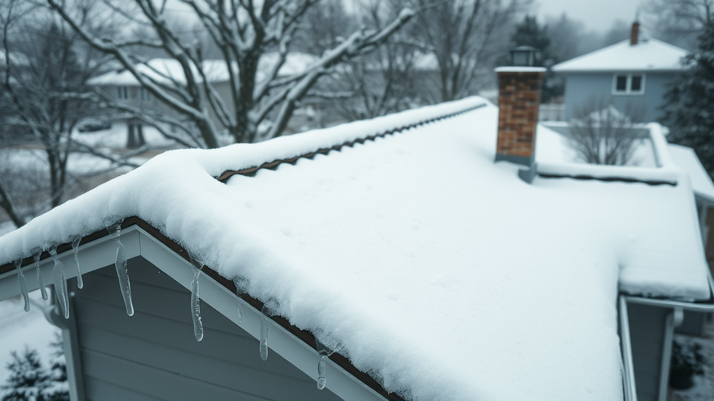 snow-covered residential roof enduring harsh winter ice dams snow and ice roof protection