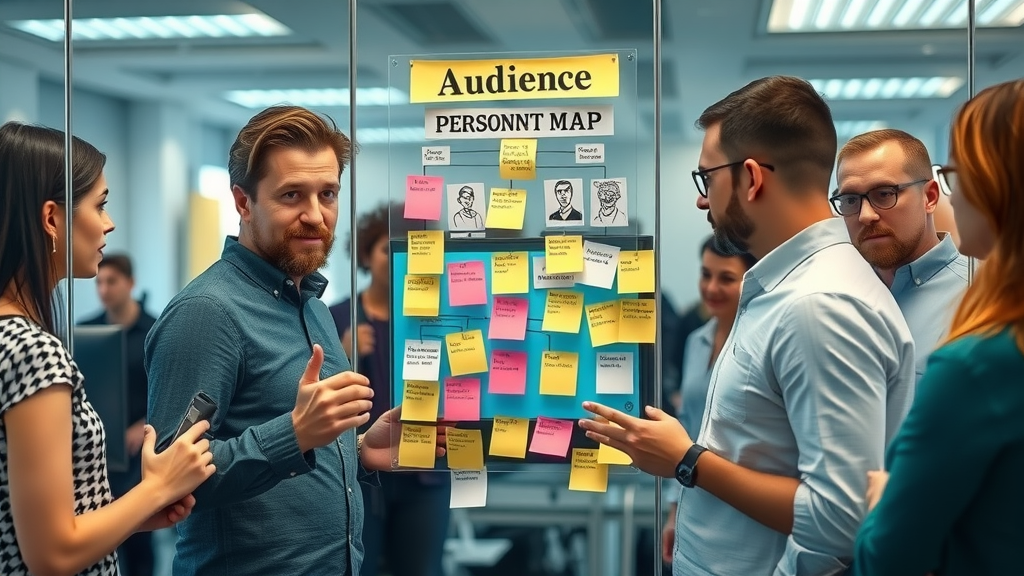 clear audience persona map for digital marketing in small tech business, marketer analyzing profiles