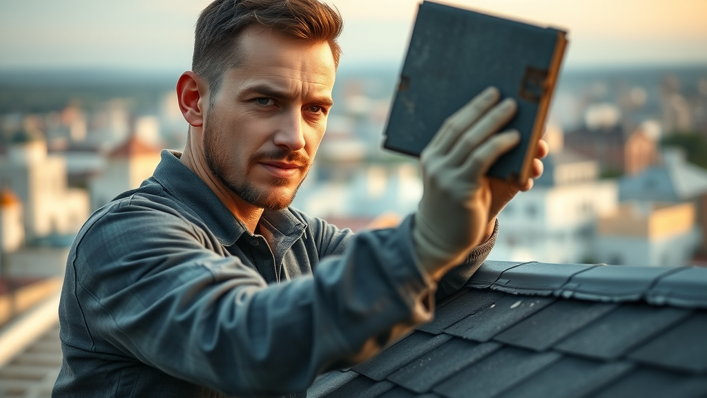 Roofing professional replacing damaged shingle to stop roof leaks