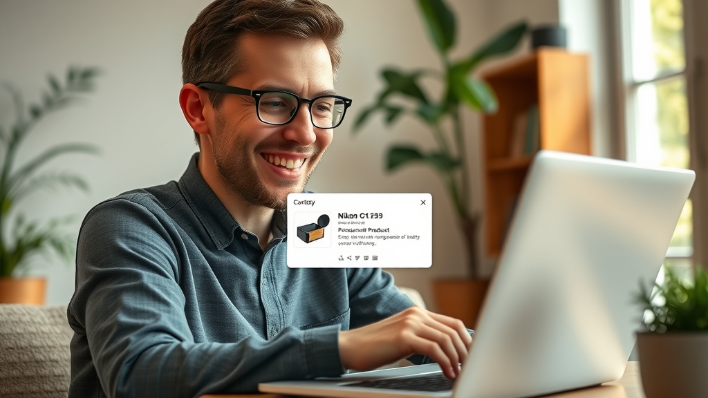 customer receiving personalized product recommendations at laptop using AI marketing personalization