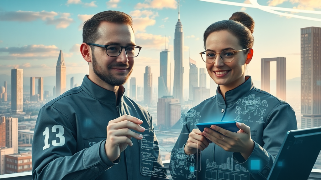 context engineering imaginative futuristic city, AI labs, engineers overseeing data flows, holographic AI blueprints