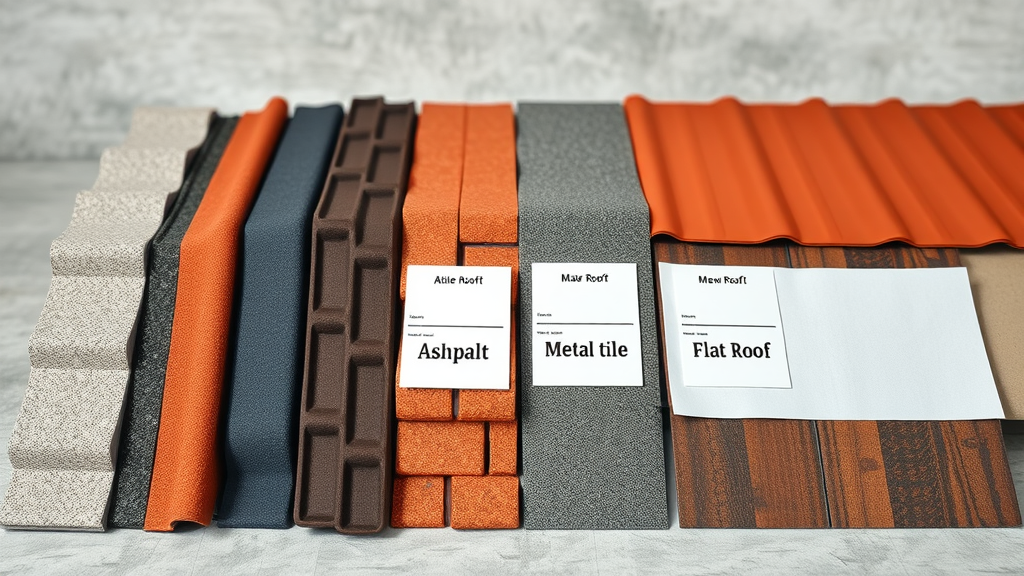 array of roofing material samples used in roof repair techniques