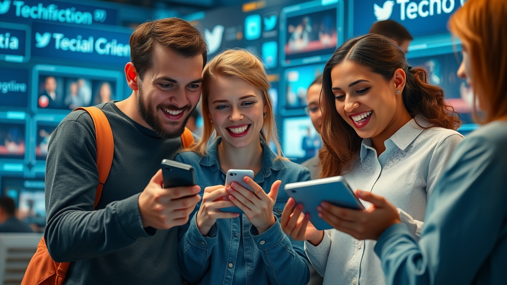 tech product showcase by a small team using new technology to build brand awareness through social media marketing for small tech firms