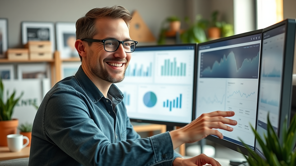 Digital marketing professional in Seattle reviewing data analytics for social media management