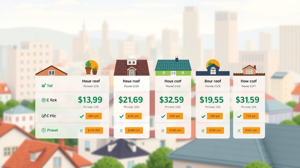 roofing materials and cost infographic for house sizes