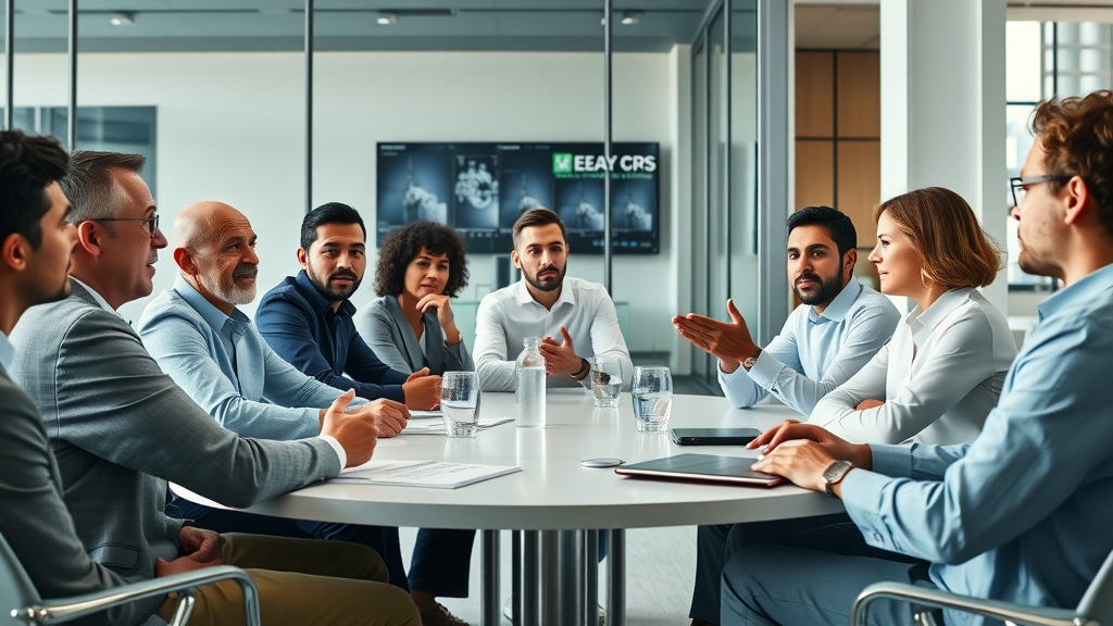 diverse leaders in artificial intelligence debating AI adoption and growth potential at a modern tech conference