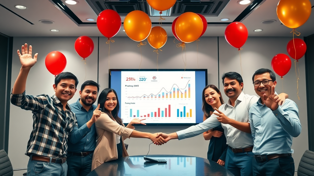 digital marketing team celebrating successful search engine optimization campaign results