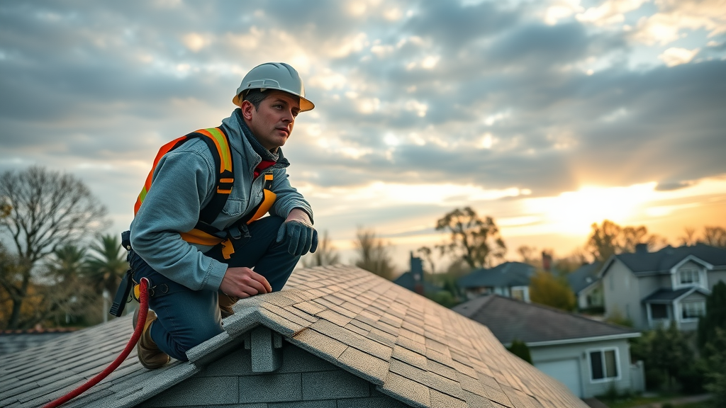 professional roofer inspecting shingles using proven roof repair techniques
