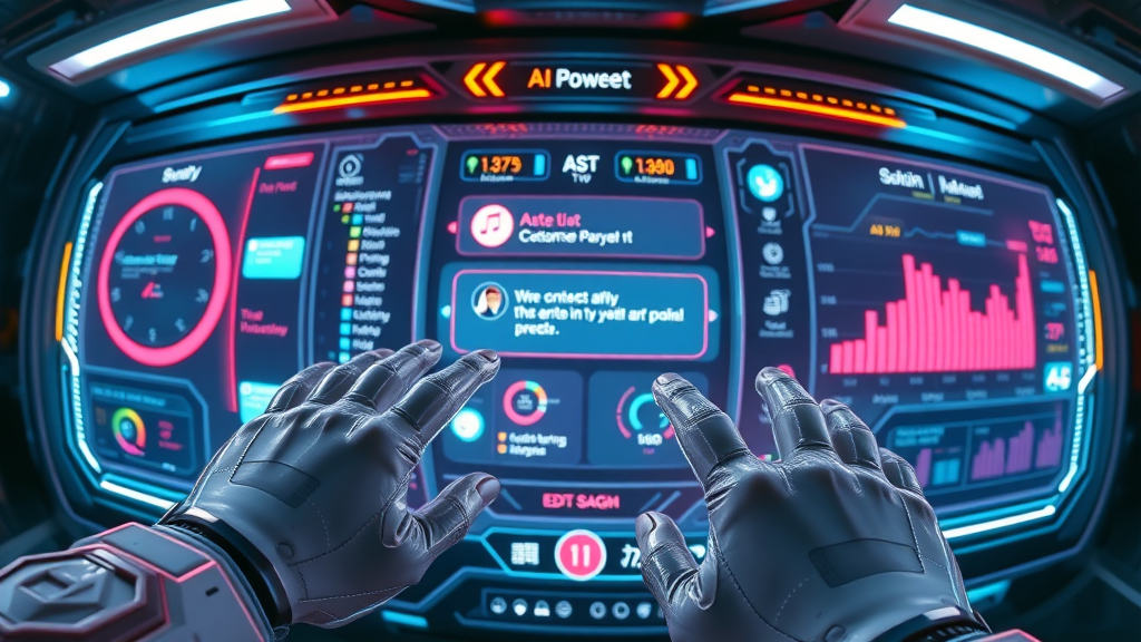 Futuristic AI-powered chatbot interface transforming customer service automation