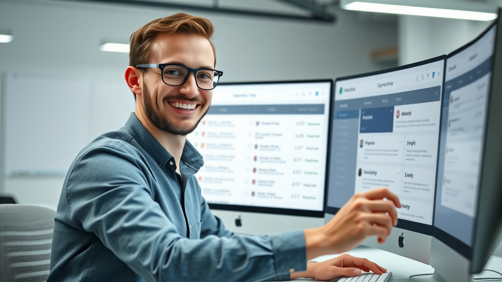 organized email marketing campaign dashboard, small tech business marketer sorting segmented email lists