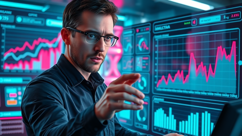 Tech analyst in New York evaluating real-time digital marketing performance dashboards