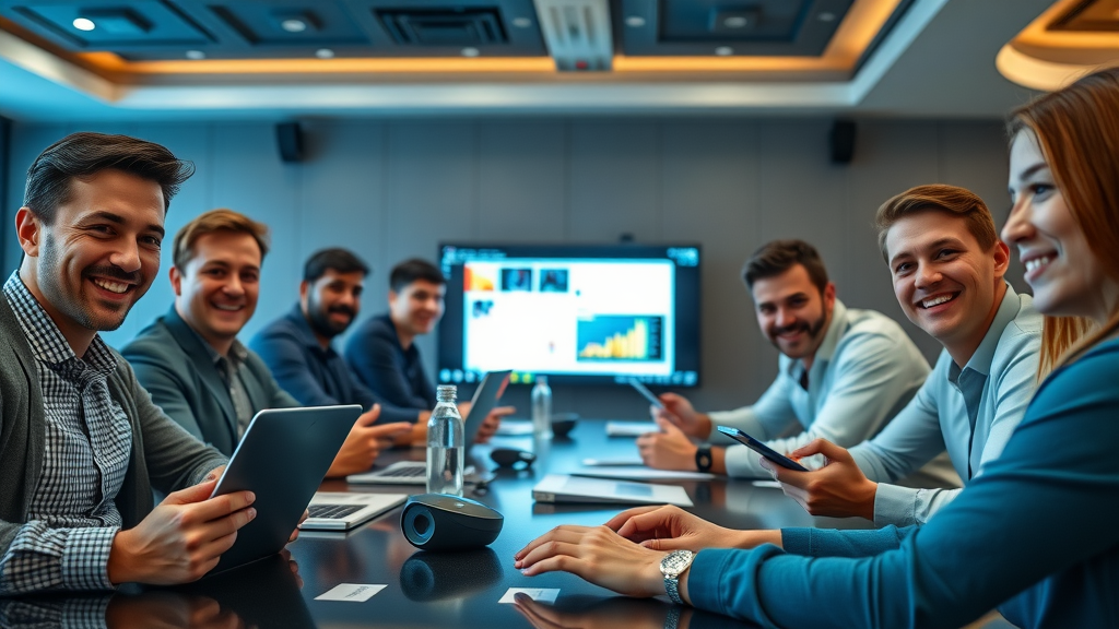 motivated tech team in digital marketing tools training session and workshop