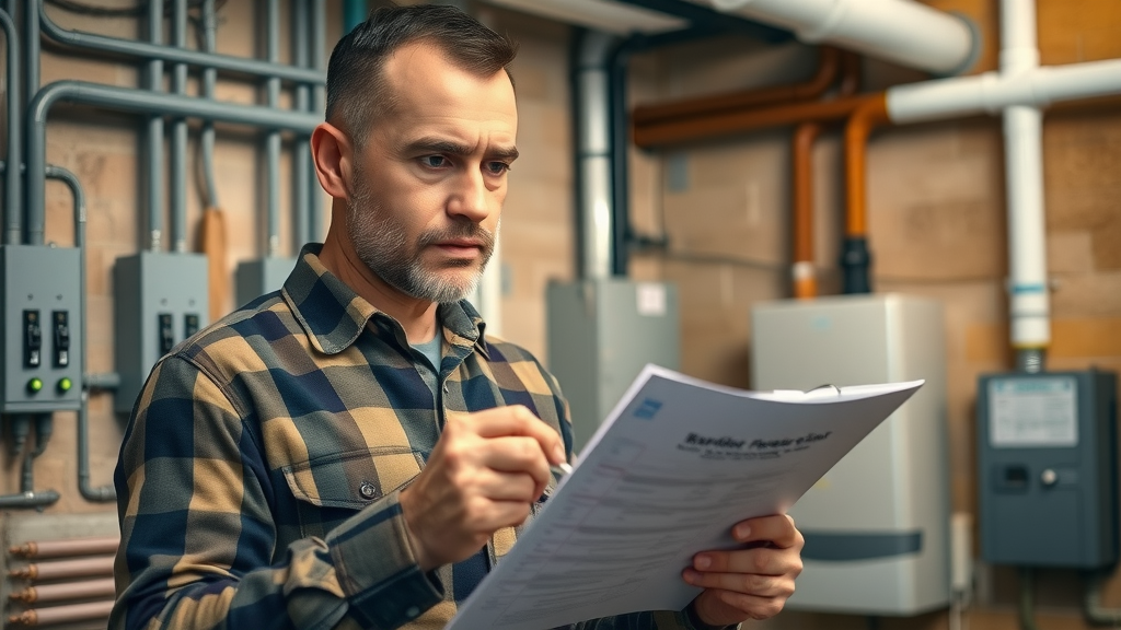 Inspector matches roof inspection checklist to home systems including breaker panel and pipes. Complete home inspection in action.