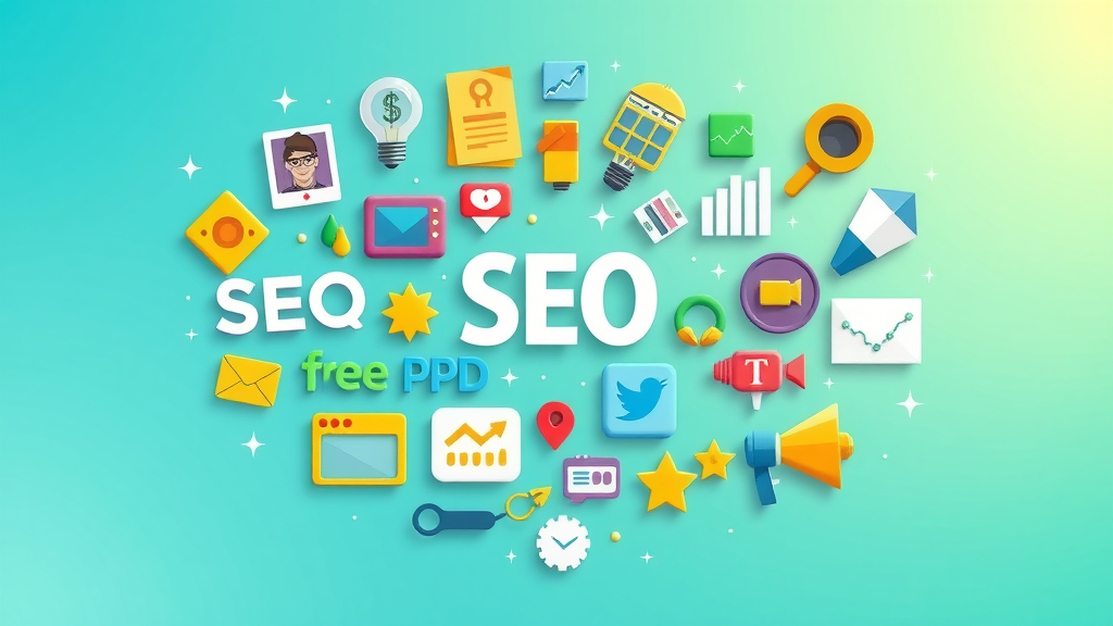 Icons representing SEO, PPC, social media, and email marketing in a New York digital marketing setting