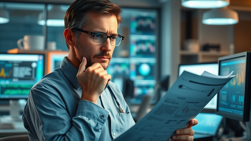 AI research lab researcher reviewing data overlays for real-world AI adoption insights