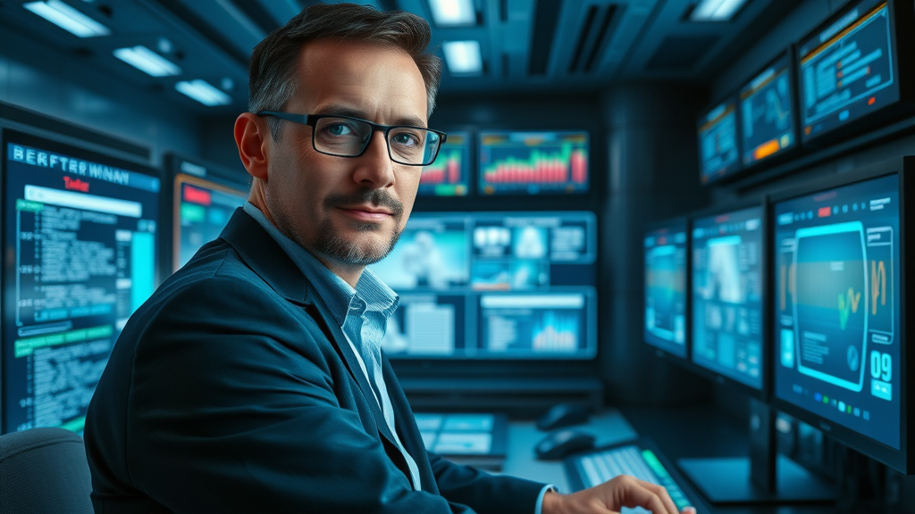 modern digital vault with professional monitoring and securing digital asset protection in high-tech control room