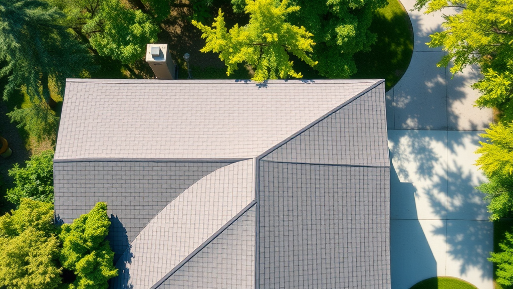clean suburban home roof well-maintained sunny and peaceful aerial view vibrant color natural daylight seasonal roof care