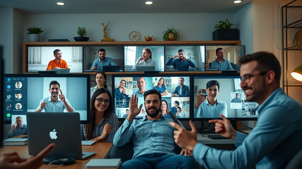 Diverse marketing professionals collaborating remotely for digital marketing jobs