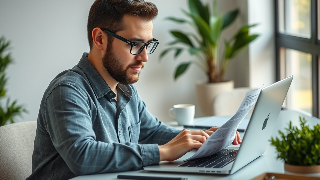 content market for tech startups: focused professional writing blog on laptop with research notes in sleek workspace