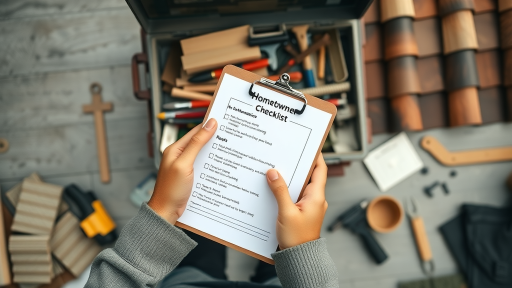 DIY roof maintenance checklist clipboard homeowner roof repairs
