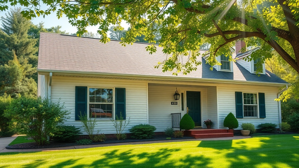 clean gutter along the roof of a well-maintained suburban home with lush green yard