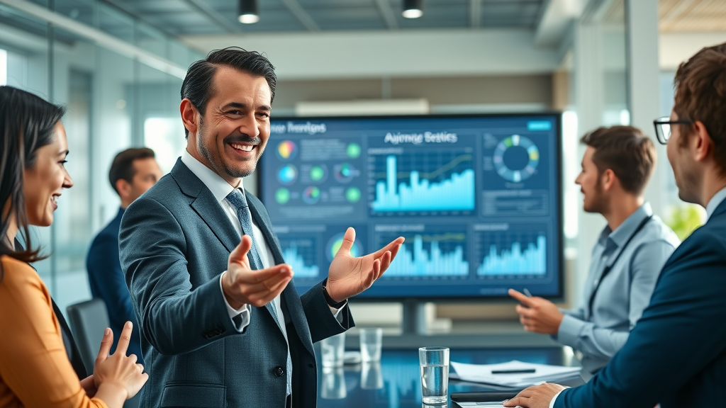 marketing leader presents AI-driven marketing strategies to team to enhance personalization