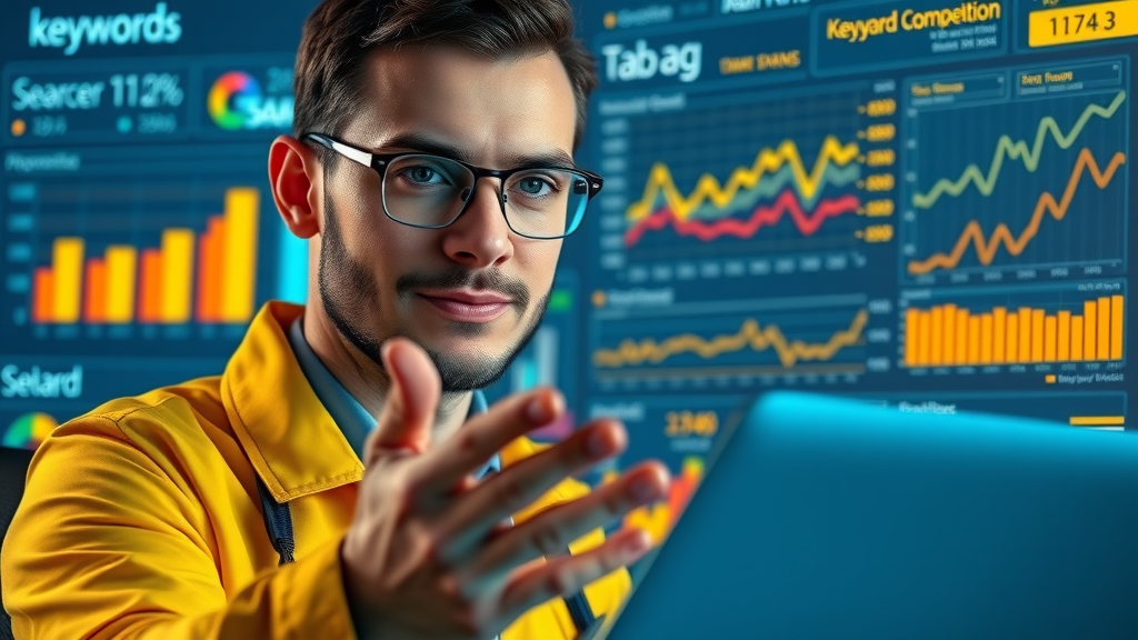 data analyst comparing keyword research metrics for search engine optimization