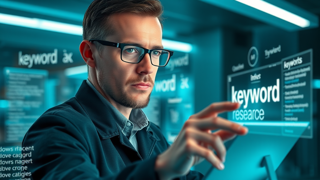 tech marketer using digital tools to conduct keyword research - search engine optimization for tech companies