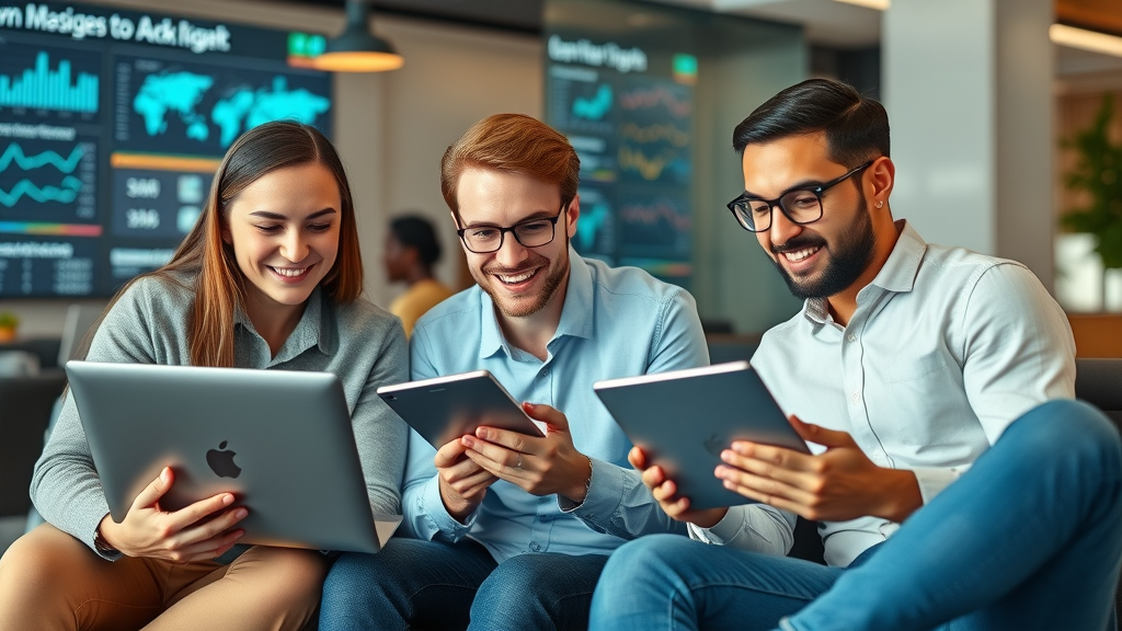 dynamic team of tech marketers collaborating on digital strategies - online marketing tips for tech companies