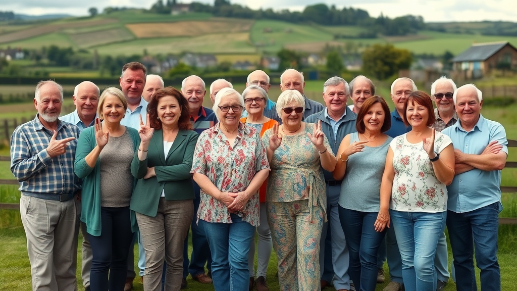 Diverse group of Monmouthshire residents with countryside background — monmouthshire resident pride