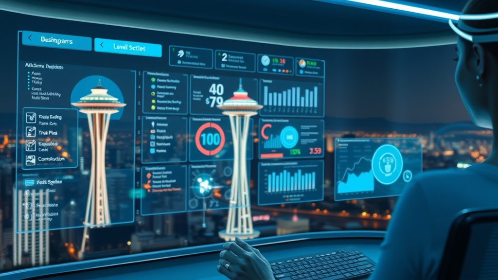 Cutting-edge AI agent digital marketer dashboard, digital strategy Seattle