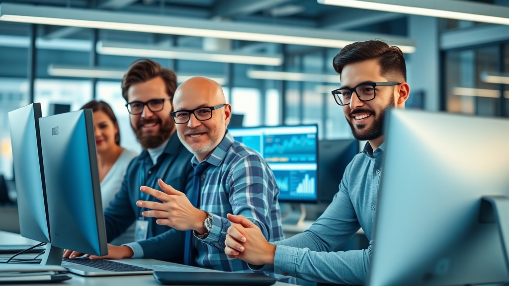 innovative digital marketing team in modern tech office analyzing digital marketing analytics for small businesses