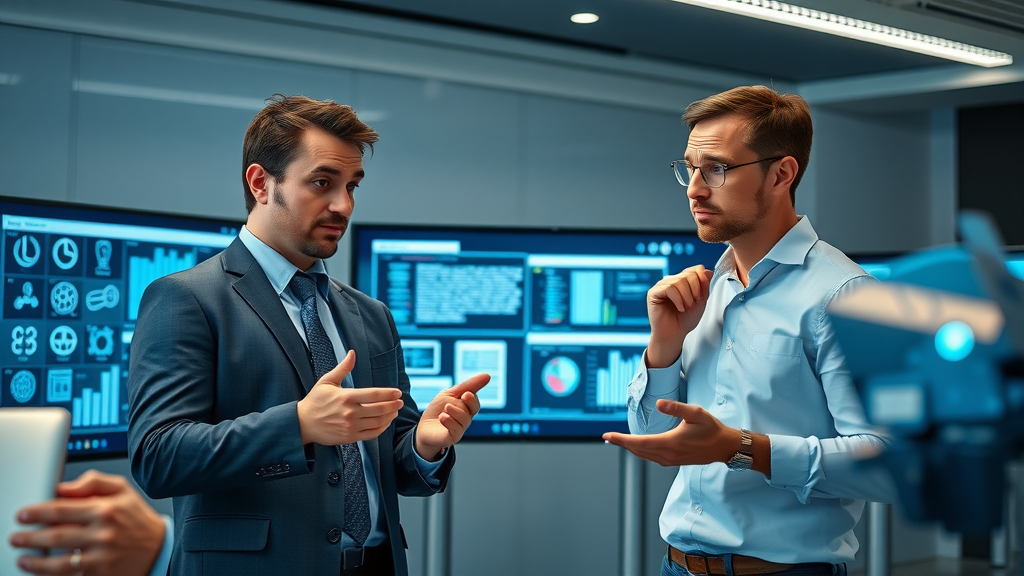 business decision makers comparing AI platform features, choosing AI voice agents for business