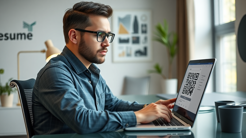 Entrepreneur using QR code generator to create a qr code for small business