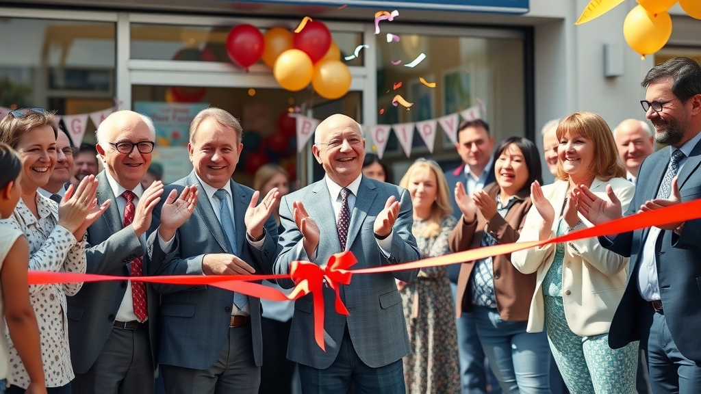 Celebratory ribbon-cutting of a new business in Monmouthshire, monmouthshiremrdia supports uskmedia.org supporting local business