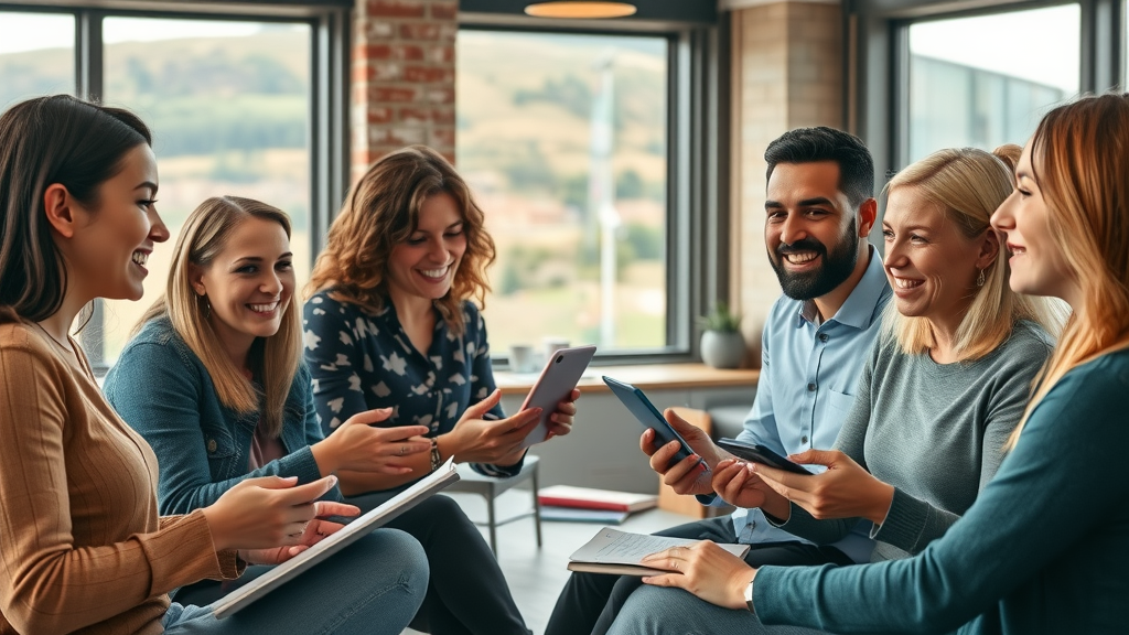 genuine business solutions for monmouthshire: Diverse small business owners collaborating in a Monmouthshire community workspace, support network