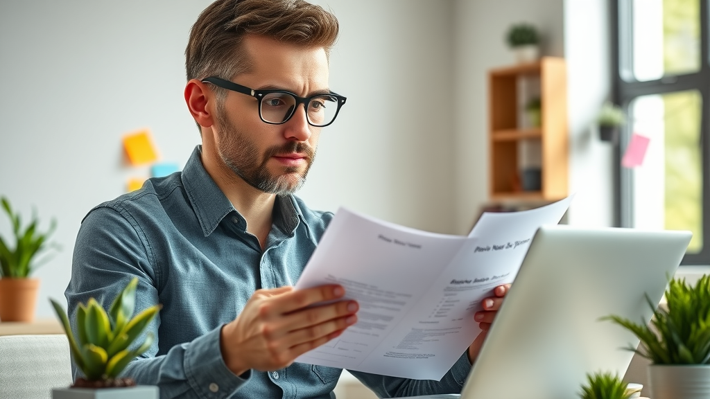 entrepreneur reviewing business support proposals, focused business support decision